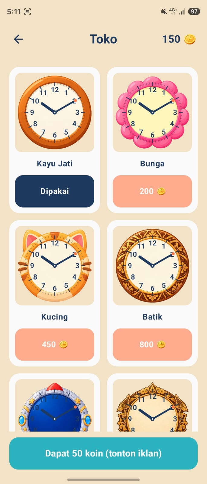 The clock-face shop — teak, flower, cat and batik dials